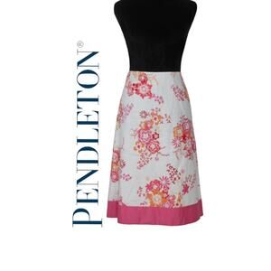 Pendleton Floral Skirt with Pink Hemline Size 16